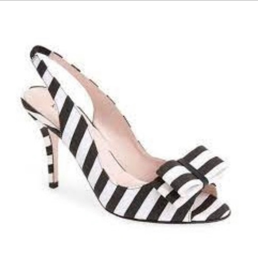 Kate Spade Celeste striped sling back heels - Picture 2 of 13